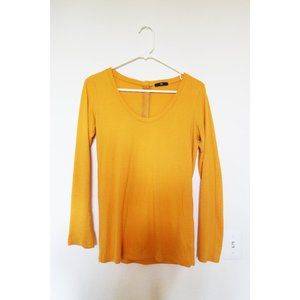 Gap Orange Marigold Long Sleeve Back Buttons T-Shirt Size S